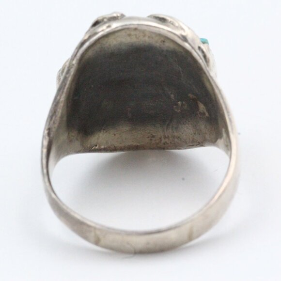 HENRY MORGAN IMPORTANT EAGLE SLEEPING BEAUTY TURQUOISE MEN'S RING - Picture 10 of 10